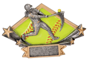 DSR57<BR>DIMAOND STAR RESIN FIGURE<BR>SOFTBALL 5 3/4" X 8 1/2"<BR>WITH ENGRAVABLE PLATE