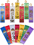 EV1-SOC-SOCCER RIBBON 1ST PLACE TO 6TH PLACE AND PARTICIPANT  (25 PACK)