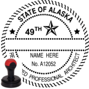 ALASKA ARCHITECTURAL SEAL <BR> HANDLE STYLE STAMP 