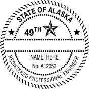 OFFICIAL ALASKA ENGINEER SEAL AVAILABLE IN STAMP, EMBOSSER AND DIGITAL.
