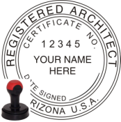 ARIZONA ARCHITECTURAL SEAL<BR>HANDLE STYLE STAMP <br> 1 1/2" ROUND