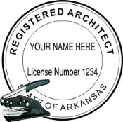 ARKANSAS ARCHITECT SEAL<BR>EMBOSSER SEAL <BR> 1 1/2 " ROUND