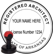 ARKANSAS ARCHITECTURAL SEAL<BR>HANDLE STYLE STAMP<BR>1 1/2" ROUND