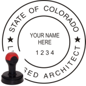 COLORADO ARCHITECTURAL SEAL<BR>HANDLE STYLE STAMP  <BR> 2" ROUND