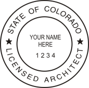OFFICIAL COLORADO ARCHITECTURAL SEAL AVAILABLE IN STAMP, EMBOSSER AND DIGITAL.