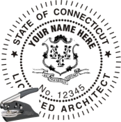 CONNECTICUT ARCHITECTURAL  SEAL<BR>EMBOSSER SEAL <BR> 1 1/2" ROUND