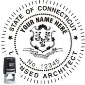 CONNECTICUT ARCHITECTURAL SEAL<BR>SELF INKING STAMP <br> 1 1/2" ROUND