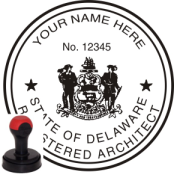 DELAWARE ARCHITECTURAL SEAL<BR>HANDLE STYLE STAMP <BR> 1 15/16" ROUND