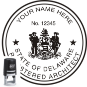 DELAWARE ARCHITECTURAL SEAL<BR>SELF INKING STAMP <BR> 1 15/16" ROUND