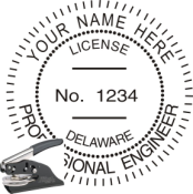 DELAWARE ENGINEER SEAL<BR>EMBOSSER SEAL <BR> 1 1/2" ROUND