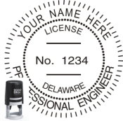 DELAWARE ENGINEER SEAL<BR>SELF INKING STAMP <BR> 1 1/2" ROUND