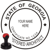 GEORGIA ARCHITECTURAL SEAL<BR>HANDLE STYLE STAMP <BR> 1 3/4" ROUND