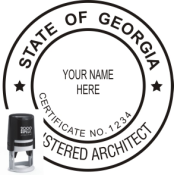 GEORGIA ARCHITECTURAL SEAL<BR>SELF INKING STAMP <BR> 1 3/4" ROUND