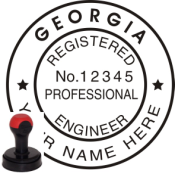 GEORGIA ENGINEER SEAL<BR>HANDLE STYLE STAMP <BR> 1 1/2" ROUND