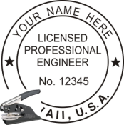 HAWAII ENGINEER SEAL<BR>EMBOSSER SEAL <bR> 1 1/2" ROUND