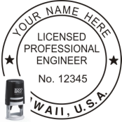 HAWAII ENGINEER SEAL<BR>SELF INKING STAMP <BR> 1 1/2" ROUND