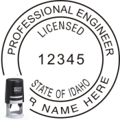 IDAHO ENGINEER SEAL<BR>SELF INKING STAMP <BR> 1 9/16" ROUND