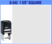 Self Inking Stamp with 1 5/8" x 1 5/8" custom design plate.