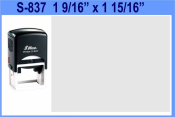 Self Inking Stamp with 1 9/16" x 1 15/16" custom design plate.