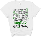 100% Cotton Panther Cheer Tee with long lasting imprint.