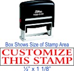 Quality Self Inking Stamp with 7/8" x 2 3/8" custom design plate.  
Shiny Brand is our signature product line.  We also carry Cosco 2000 Plus, Trodat, Ideal and Millennium devices.  
This stamp size includes
Shiny S-844 (S844)
Cosco 2000 Plus P-40 (P4