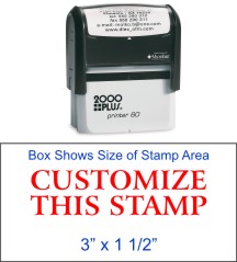 Quality Self Inking Stamp with 7/8" x 2 3/8" custom design plate.  
Shiny Brand is our signature product line.  We also carry Cosco 2000 Plus, Trodat, Ideal and Millennium devices.  
This stamp size includes
Shiny S-844 (S844)
Cosco 2000 Plus P-40 (P4