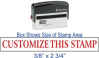 Quality Self Inking Stamp with 7/8" x 2 3/8" custom design plate.  
Shiny Brand is our signature product line.  We also carry Cosco 2000 Plus, Trodat, Ideal and Millennium devices.  
This stamp size includes
Shiny S-844 (S844)
Cosco 2000 Plus P-40 (P4