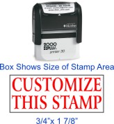 Quality Self Inking Stamp with 7/8" x 2 3/8" custom design plate.  
Shiny Brand is our signature product line.  We also carry Cosco 2000 Plus, Trodat, Ideal and Millennium devices.  
This stamp size includes
Shiny S-844 (S844)
Cosco 2000 Plus P-40 (P4