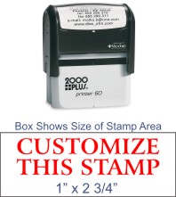 Quality Self Inking Stamp with 7/8" x 2 3/8" custom design plate.  
Shiny Brand is our signature product line.  We also carry Cosco 2000 Plus, Trodat, Ideal and Millennium devices.  
This stamp size includes
Shiny S-844 (S844)
Cosco 2000 Plus P-40 (P4